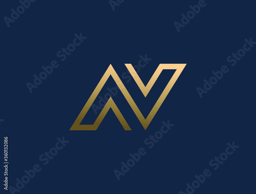 AV. Monogram of Two letters A&V. Luxury, simple, minimal and elegant AV logo design. Vector illustration template.
 photo