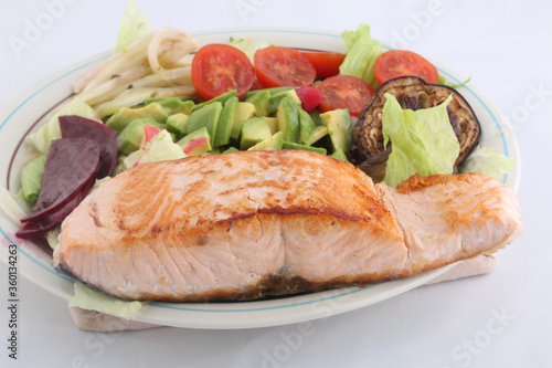 salmon with salad