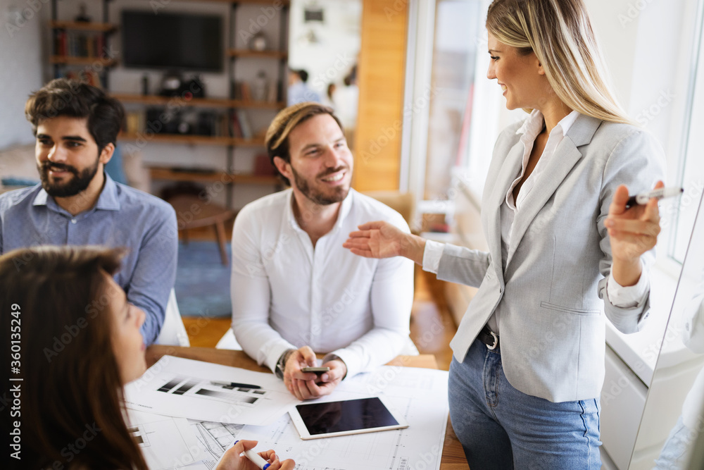 Fototapeta premium Presentation in consulting seminar about business strategy in office