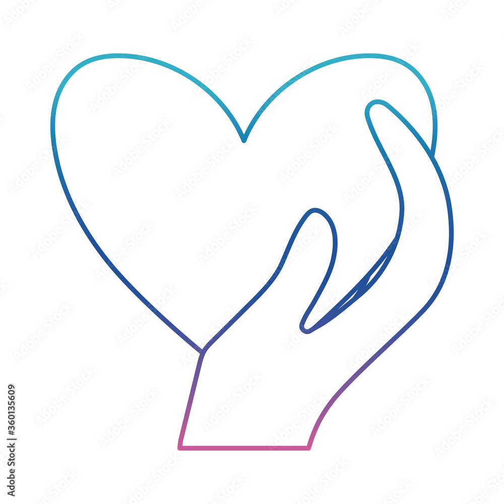 Hand holding heart degraded line style icon vector design Hand holding heart degraded line style icon vector design