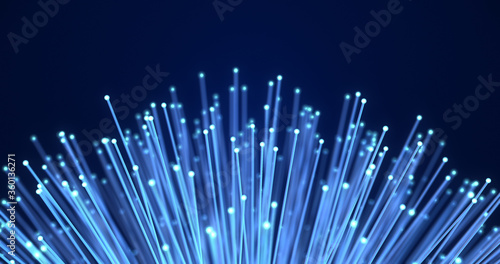Fiber Optic Cables High Speed Data Transfer Abstract Background. Futuristic Computer  Internet And Technology Related 3D Illustration Render.