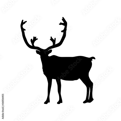 Deer vector silhouette illustration isolated on white background.