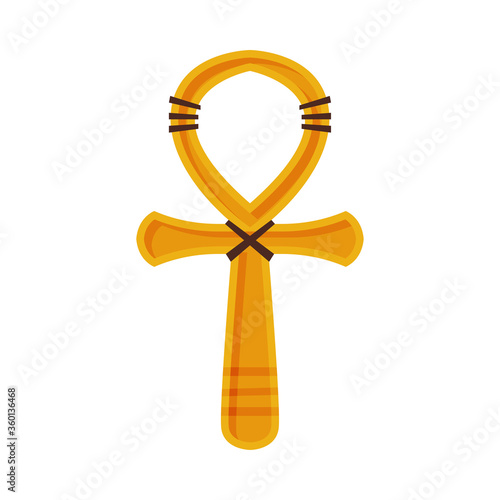 Ankh Cross, Ancient Religious Sign of Egypt Flat Style Vector Illustration on White Background
