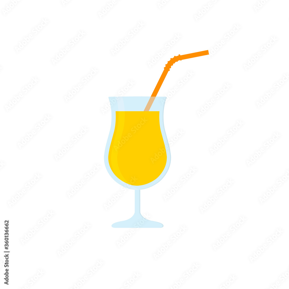 Cocktail flat, drink with a straw icon, vector illustration isolated on a white background Cocktail flat, drink with a straw icon, vector illustration isolated on a white background