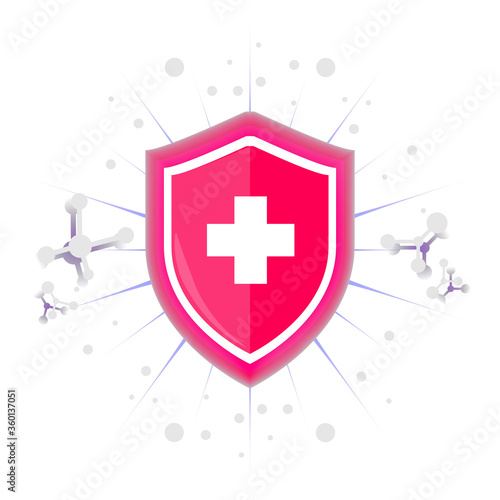 Vector icon of the immune system. surrounded by the immune system. Protection of health bacterial viruses. Prevention of human germs medically.