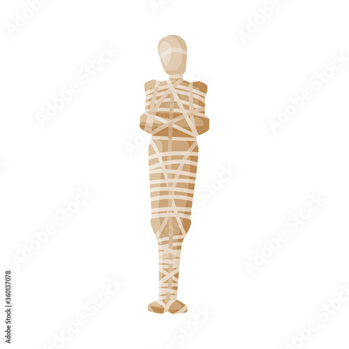 Egyptian Mummy, Ancient Symbol of Egypt Flat Style Vector Illustration on White Background