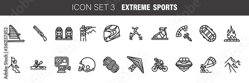 Extreme sports icons set of outdoor adventure activity isolated vector illustration
