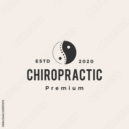 yin yang chiropractic hipster vintage logo vector icon illustration