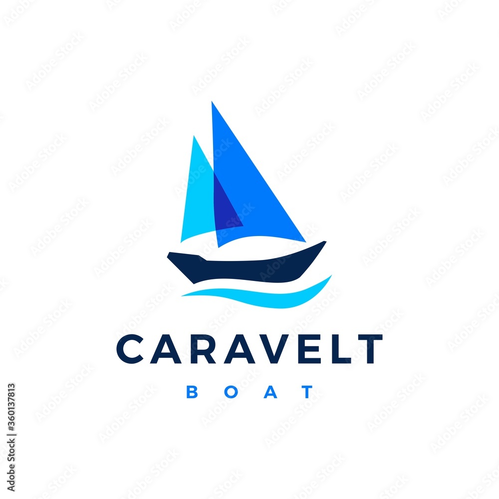 caravelt boat logo vector icon illustration