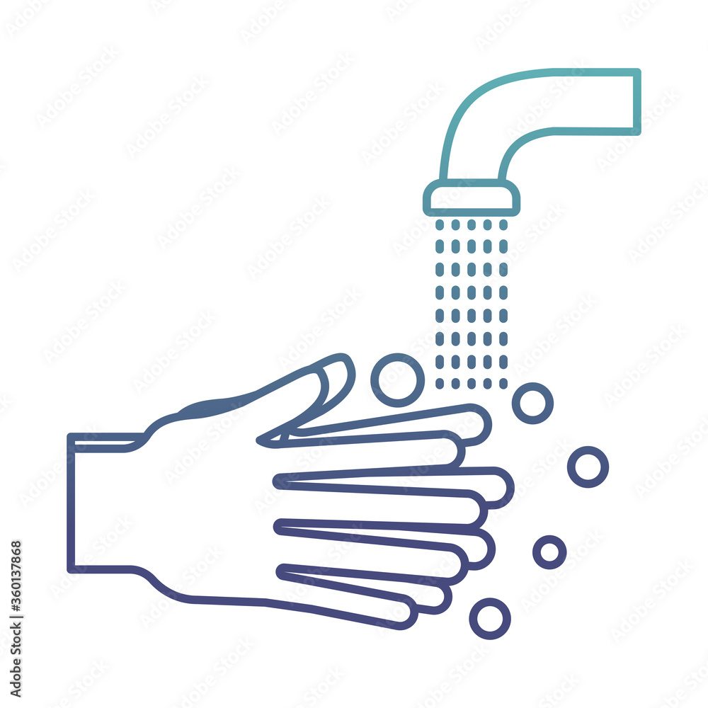 hands washing under water tap degraded line style icon vector design hands washing under water tap degraded line style icon vector design
