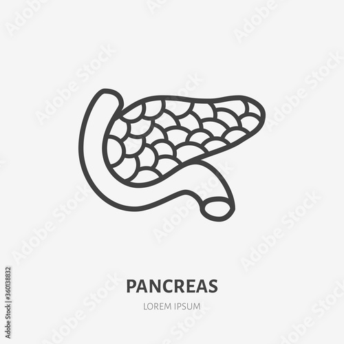 Pancreas line icon, vector pictogram of human internal organ. Anatomy illustration, sign for medical clinic