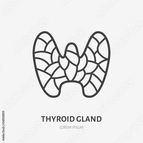 Thyroid gland line icon, vector pictogram of human internal organ. Anatomy illustration, sign for medical, endocrinologist clinic