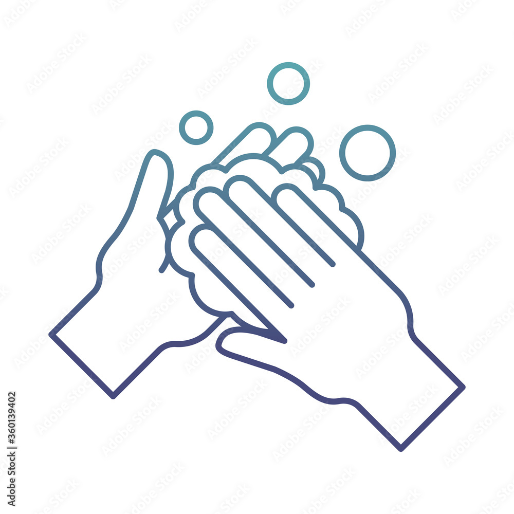 hands washing with soap degraded line style icon vector design hands washing with soap degraded line style icon vector design