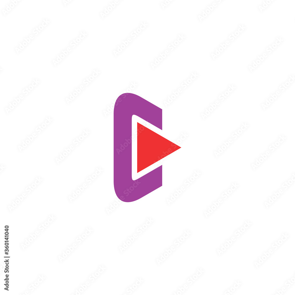 initial letter C logo and play button, line art style design template initial letter C logo and play button, line art style design template