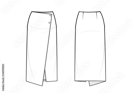 Pencil skirt. Fashion vector sketch