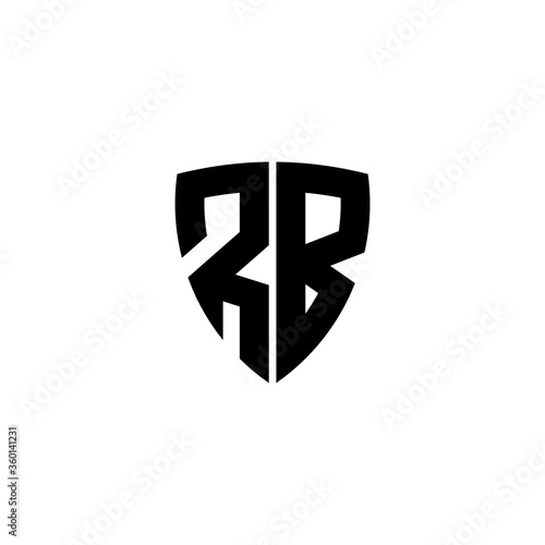 initial letter R and B, RB, BR logo and shield, monogram line art style design template