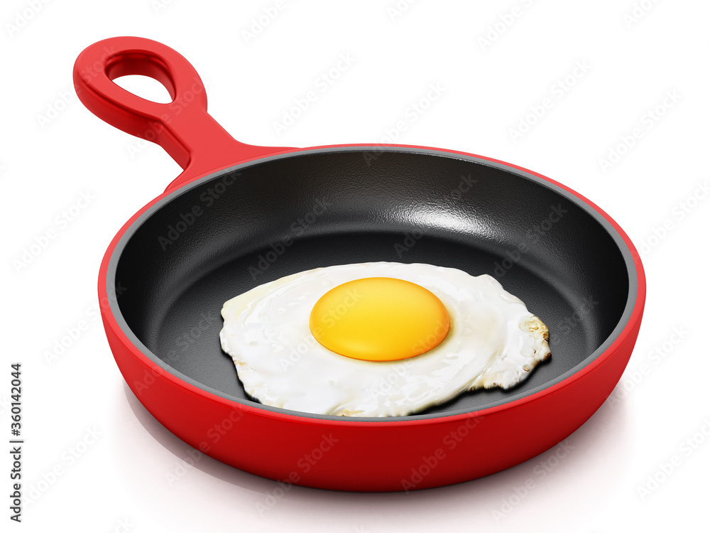 Egg in a pan isolated on white background. 3D illustration Egg in a pan isolated on white background. 3D illustration