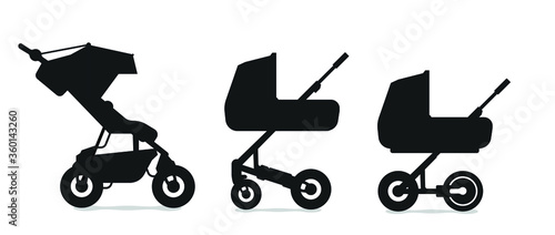 Baby carriage, baby buggy kid - Friendly vector icons
