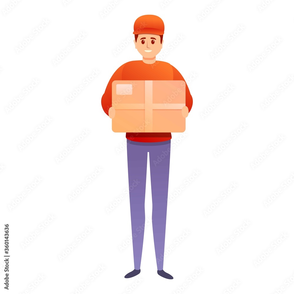Postman parcel icon. Cartoon of postman parcel vector icon for web design isolated on white background