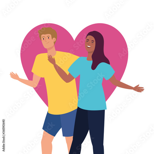happy couple with heart background, healthy lifestyle, celebrating holiday