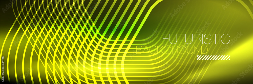 Shiny neon lines, stripes and waves, technology abstract background. Trendy abstract layout template for business or technology presentation, internet poster or web brochure cover, wallpaper Shiny neon lines, stripes and waves, technology abstract background. Trendy abstract layout template for business or technology presentation, internet poster or web brochure cover, wallpaper