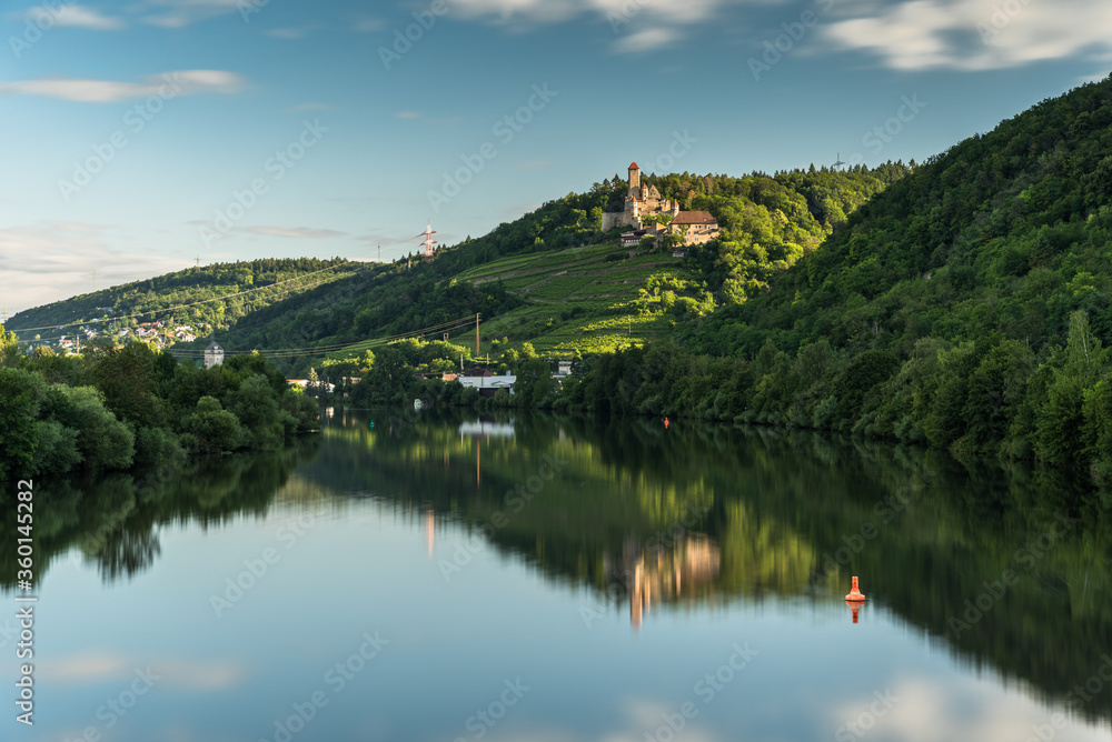 Hornberg Castle in Neckar Valley, Germany. Long Exposure
