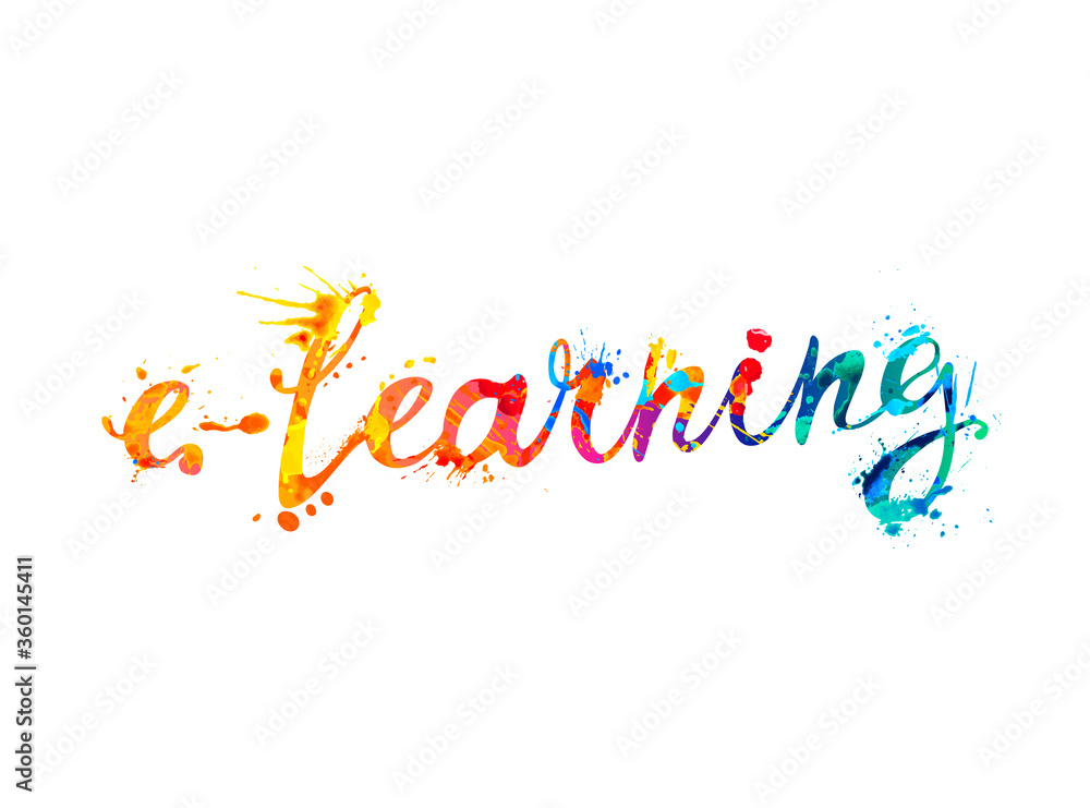 E-learning. Word of calligraphic letters E-learning. Word of calligraphic letters