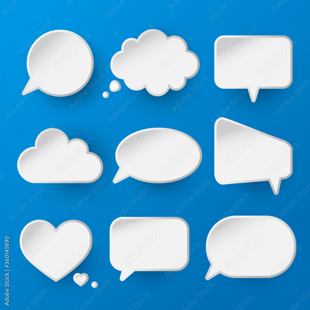 Blank empty speech bubble collection vector. 