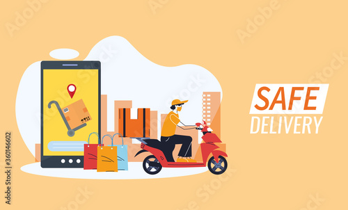 courier delivery with location on screen