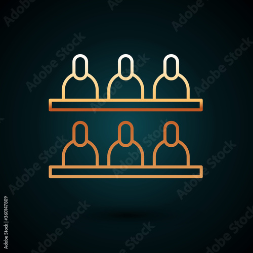 Gold line Jurors icon isolated on dark blue background. Vector Illustration.