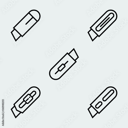 cutter outline icon set isolated vector illustration