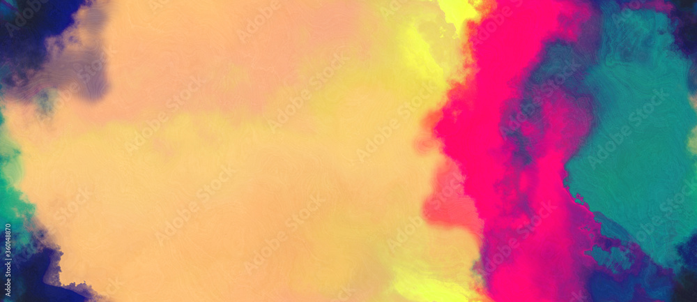 abstract watercolor background with watercolor paint with teal blue, burly wood and medium violet red colors. can be used as web banner or background