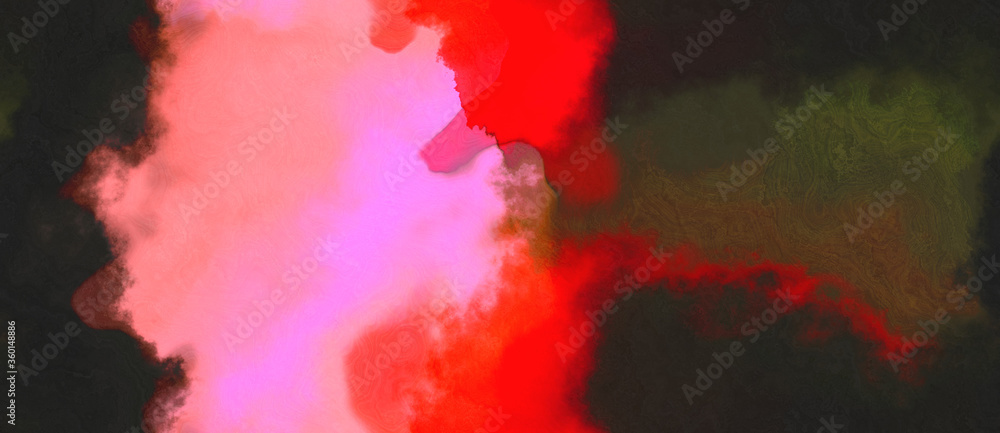 abstract watercolor background with watercolor paint with pastel magenta, tomato and very dark green colors. can be used as web banner or background