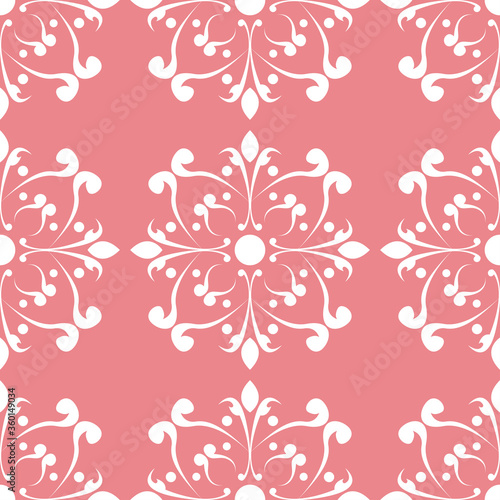 Floral seamless pattern. White flowers on pink background