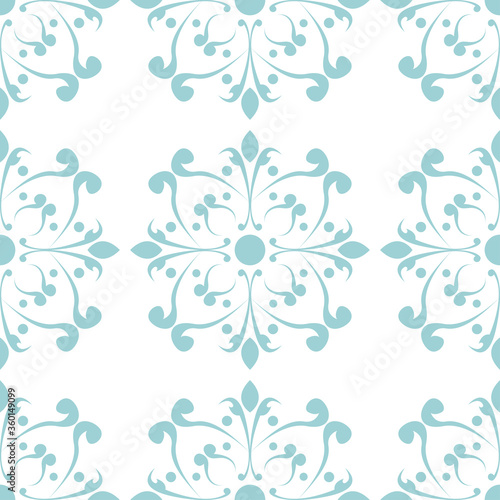 Floral seamless pattern. Blue flowers on white background