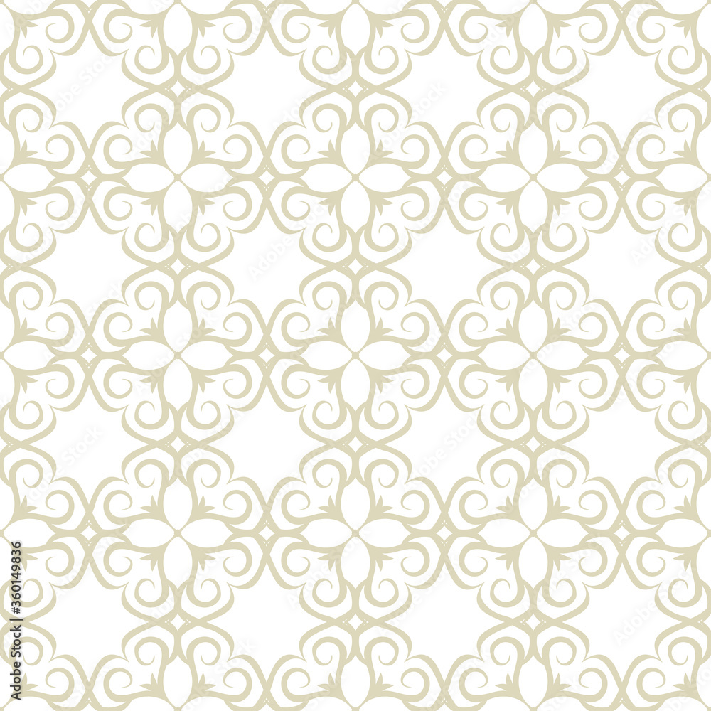 Floral seamless background. Olive green design on white background