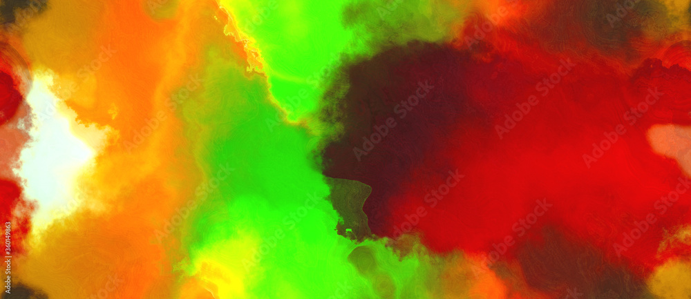 abstract watercolor background with watercolor paint with yellow green, strong red and lawn green colors