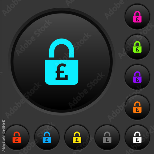 Locked Pounds dark push buttons with color icons