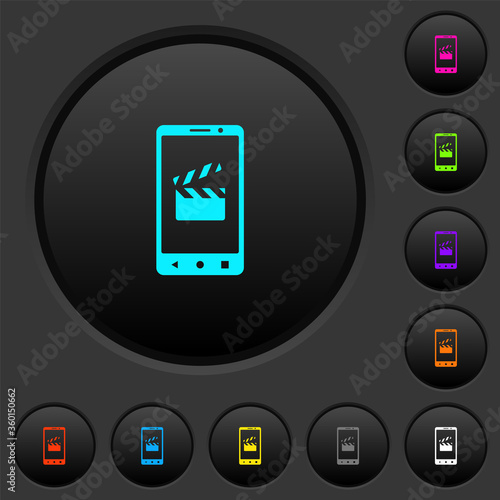 Smartphone film cut dark push buttons with color icons