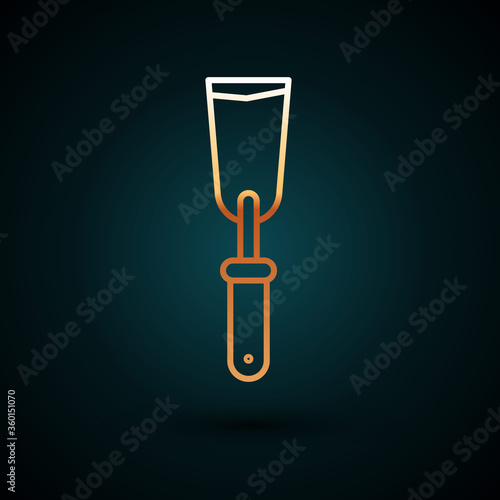 Gold line Putty knife icon isolated on dark blue background. Spatula repair tool. Spackling or paint instruments. Vector Illustration.