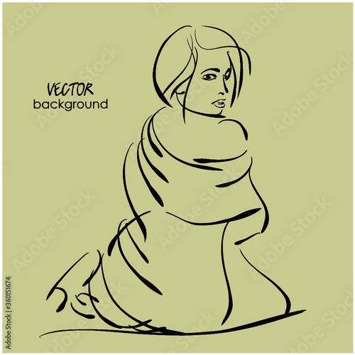 art beautiful young  sexy sitting woman in dress