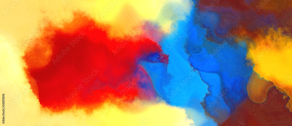 abstract watercolor background with watercolor paint with firebrick, strong blue and khaki colors. can be used as web banner or background