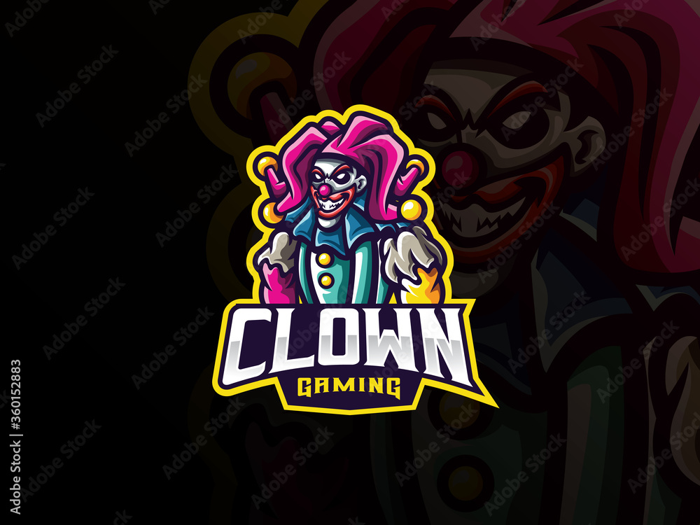 Clown mascot sport logo design