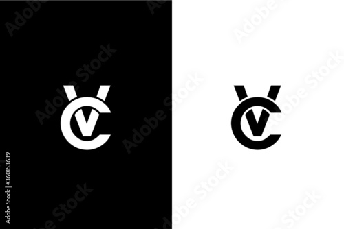 CV, VC Letter logo design template vector
