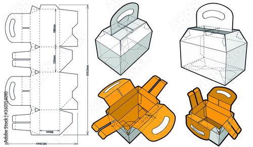 Cake Box and Die-cut Pattern. The .eps file is full scale and fully functional. Prepared for real cardboard production.