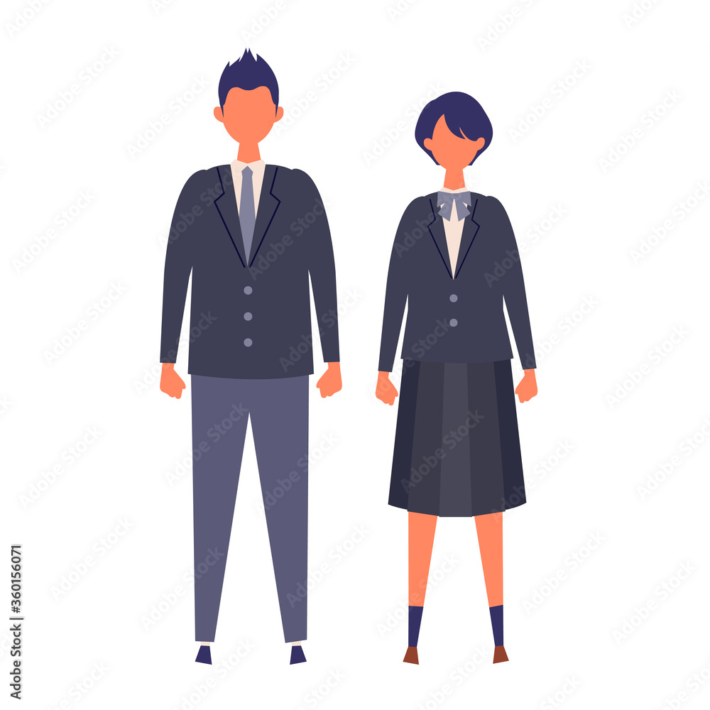 custom made wallpaper toronto digitalA couple of vector students from high and middle school. Vector illustration of boy and girl in uniform of same color.