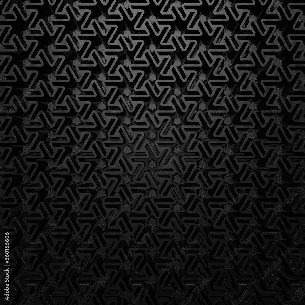 Black Carbon Embossed Background. Abstract Geometric Stars Pattern. 3D Render. Black Carbon Embossed Background. Abstract Geometric Stars Pattern. 3D Render.