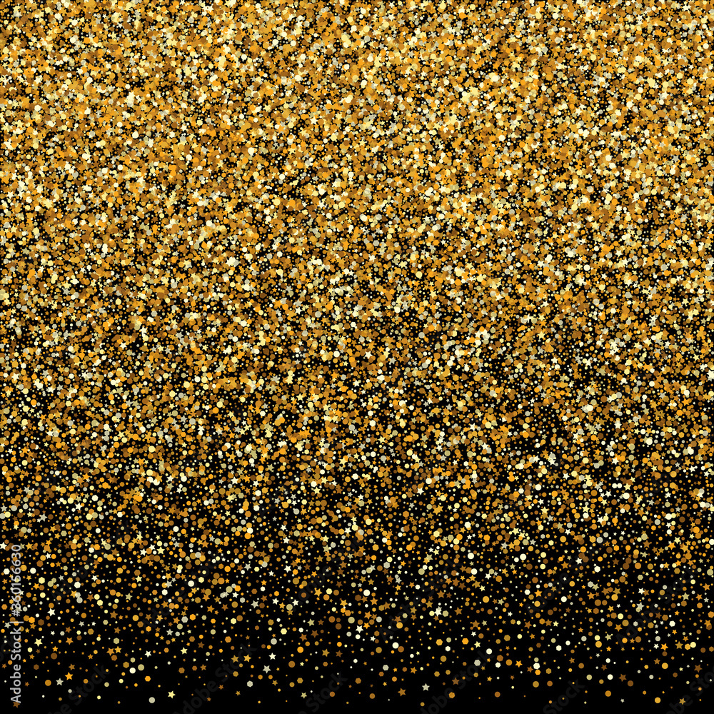 Gold Sparkle Festive Black Background. Effect Gold Sparkle Festive Black Background. Effect