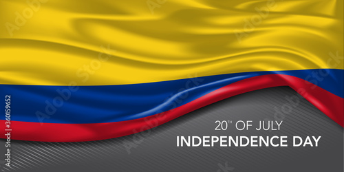 Colombia independence day greeting card  banner with template text vector illustration