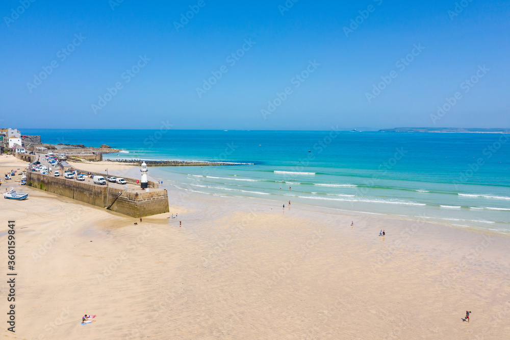 Aerial Photograph of St Ives, Cornwall, England in the sun